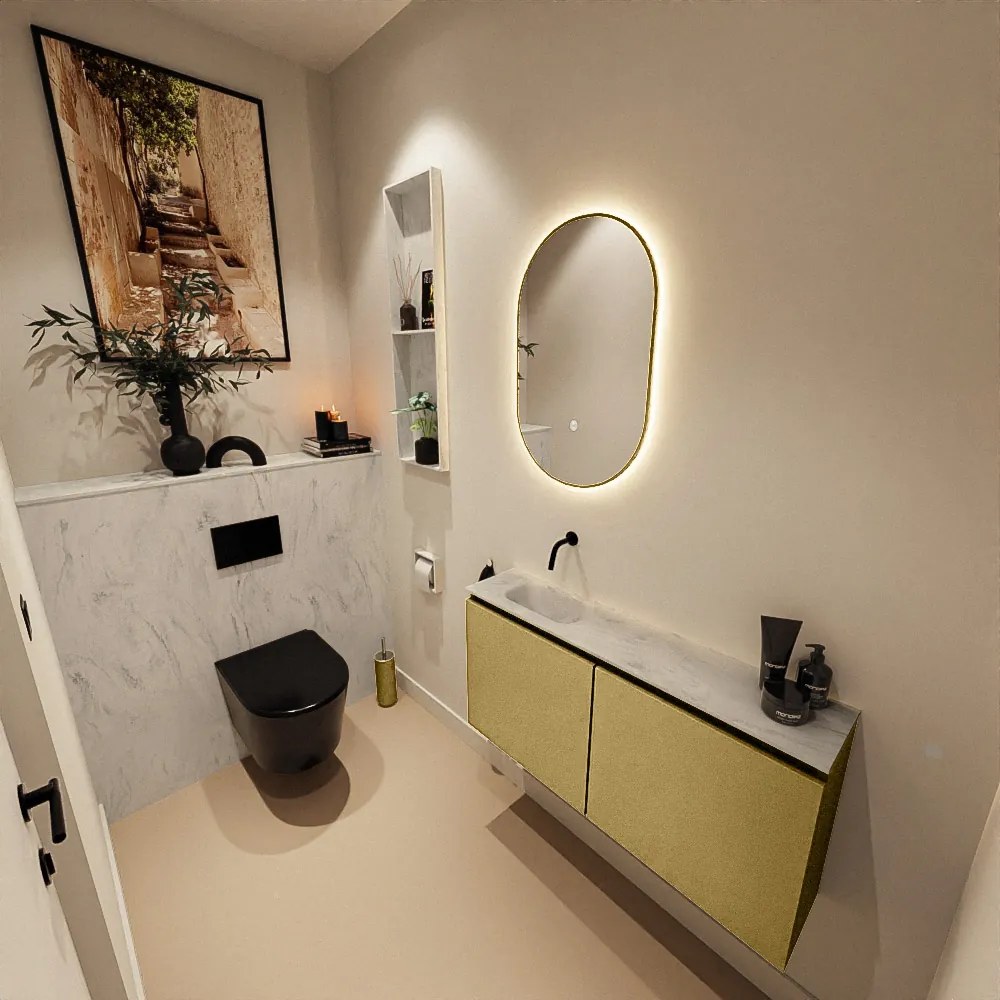 Mondiaz Ture DLux toiletmeubel 100cm oro met wastafel opalo links zonder kraangat