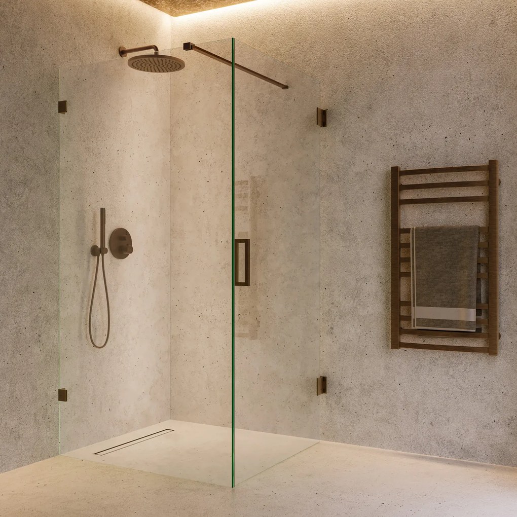 Saniclear Antique profielloze douchecabine 100x80cm met 80cm deur verouderd messing