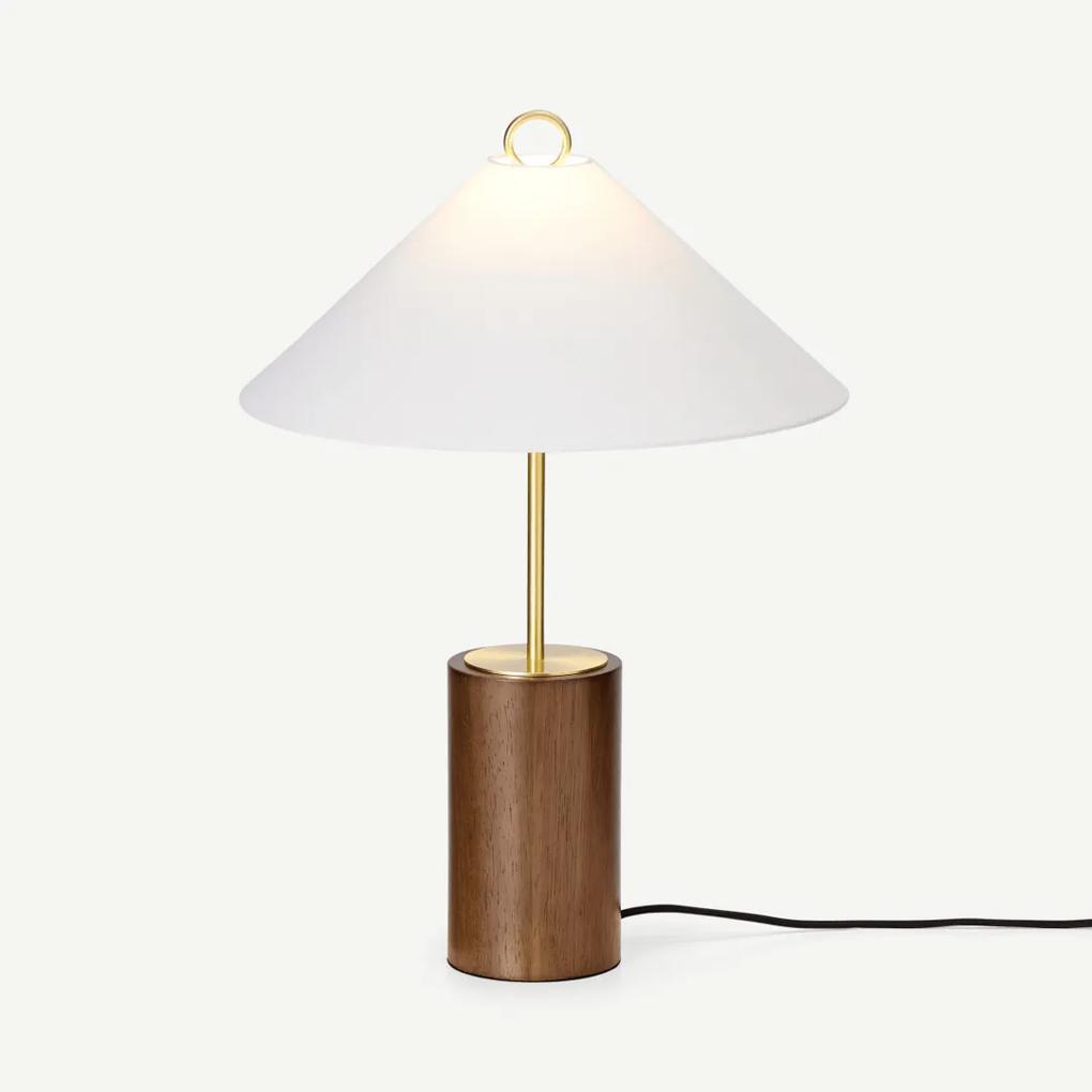 Natalie tafellamp, donker hout en wit