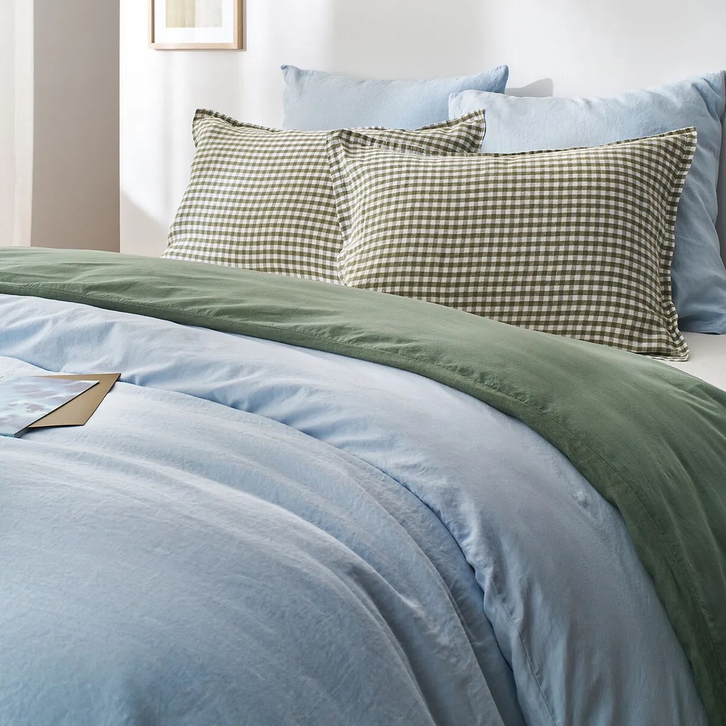 Dubbelzijdig dekbedovertrek in gewassen linnen en gewassen katoen Annaba