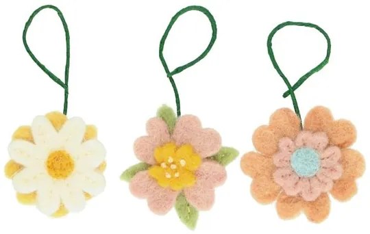 Bloemsteker, vilt, set van 3