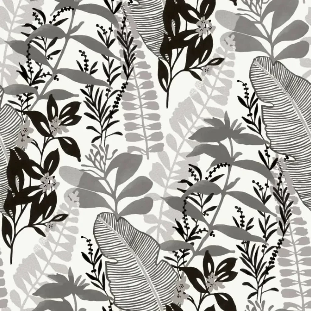 Noordwand Good Vibes Behang Big Leaves zwart en wit