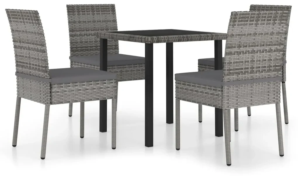 vidaXL 5-delige Tuinset poly rattan grijs