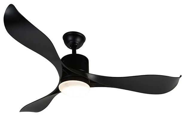 Plafondventilator met lamp zwart incl. LED en afstandsbediening - Kolm Modern rond Binnenverlichting Lamp