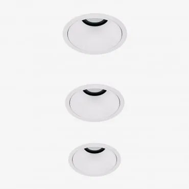Pack Van 3 Inbouw Led-downlights Met Ronde Frames Ø8 Cm In Aluminium Luisiana Wit & Wit Koud 4000k & 10 W & 23º - Sklum