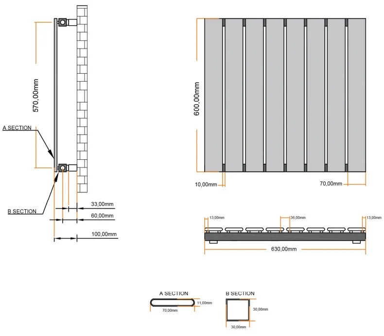 Eastbrook Deddington radiator 65x60cm 390W chroom