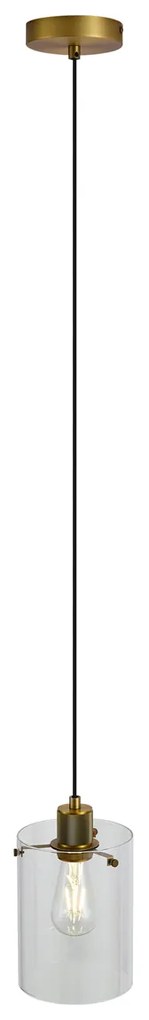 Design hanglamp brons met helder glas - Domo