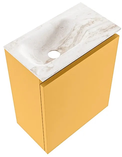 Mondiaz Ture DLux toiletmeubel 40cm ocher met wastafel frappe links zonder kraangat