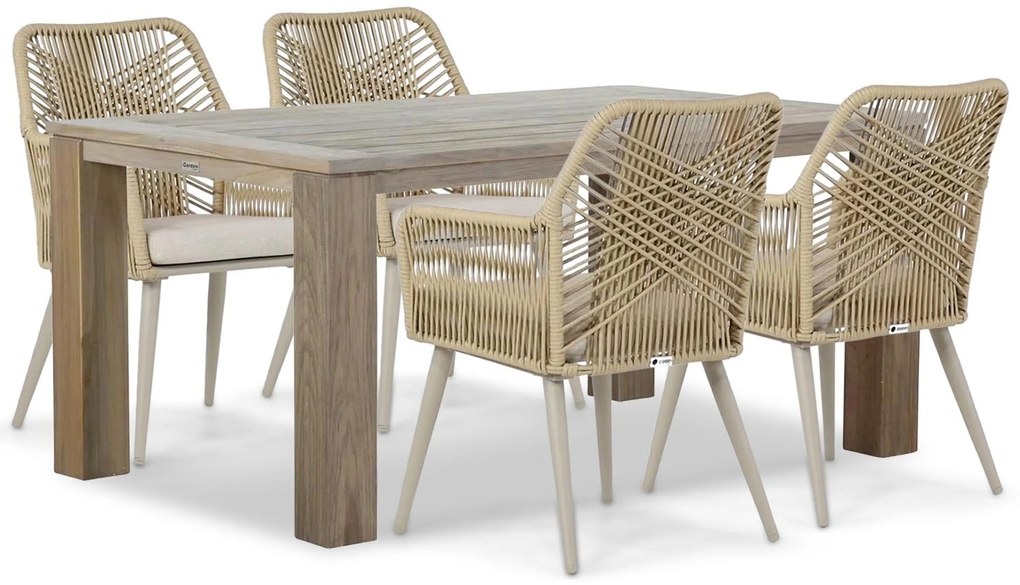Tuinset 4 personen 165 cm Aluminium/wicker Taupe Coco Vedra/Brighton
