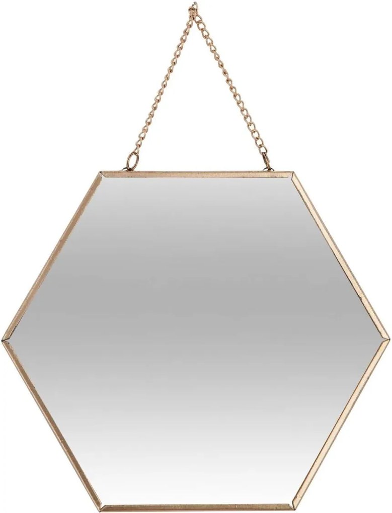Atmosphera set van 3 gouden hexagonale spiegels met ketting - Ophangbaar - Verschillende maten (40/50/60 cm)