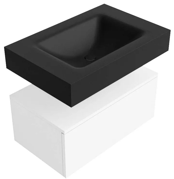Zaro Alan badmeubel 70cm talc 1 lade met vrijhangende wastafel cloud midden zonder kraangat urban