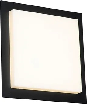 Moderne plafondlamp zwart vierkant incl. LED IP44 - Lys