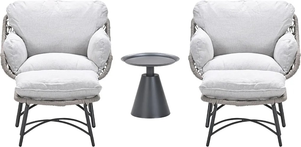 Garden Impressions Selene loungestoelen taupe - Tepa bijzettafel Ø50x48 cm