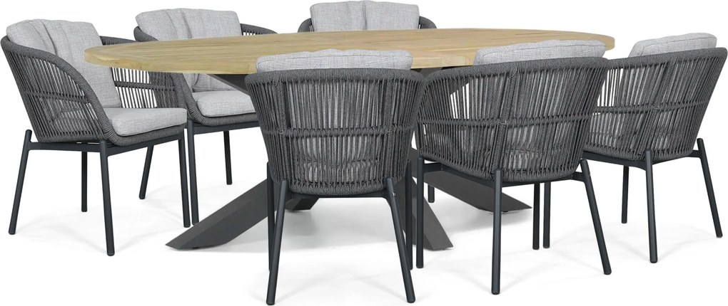 Tuinset 6 personen 240 cm Rope Grijs Lifestyle Garden Furniture Monaco/Brookline