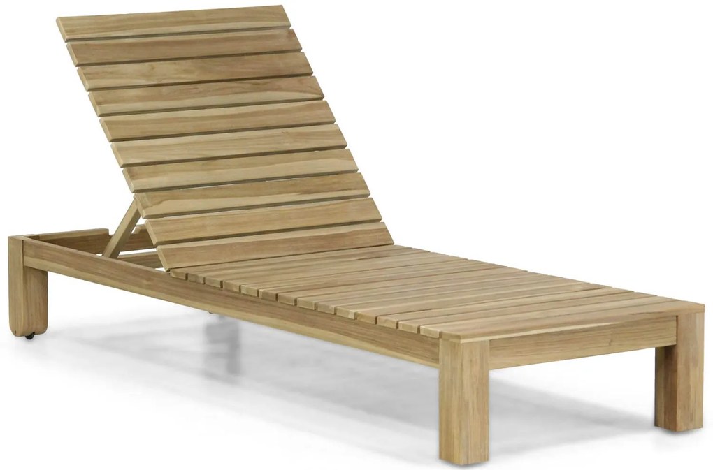 Santika Furniture Santika Arlington Lounger Met Green Kitsilano Kussen Teak Old Teak Greywash