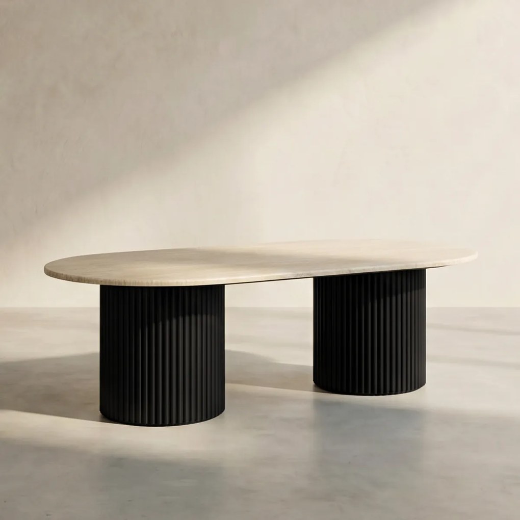 Salontafel Met Travertin - 130 X 70cm.