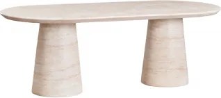 Ovalen Eettafel 220x95 Cm In Cement Noemi Look Travertino - Sklum