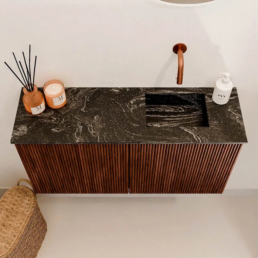 Mondiaz Joya DLux 80cm toiletmeubel ruby met wastafel faye rechts zonder kraangat lava