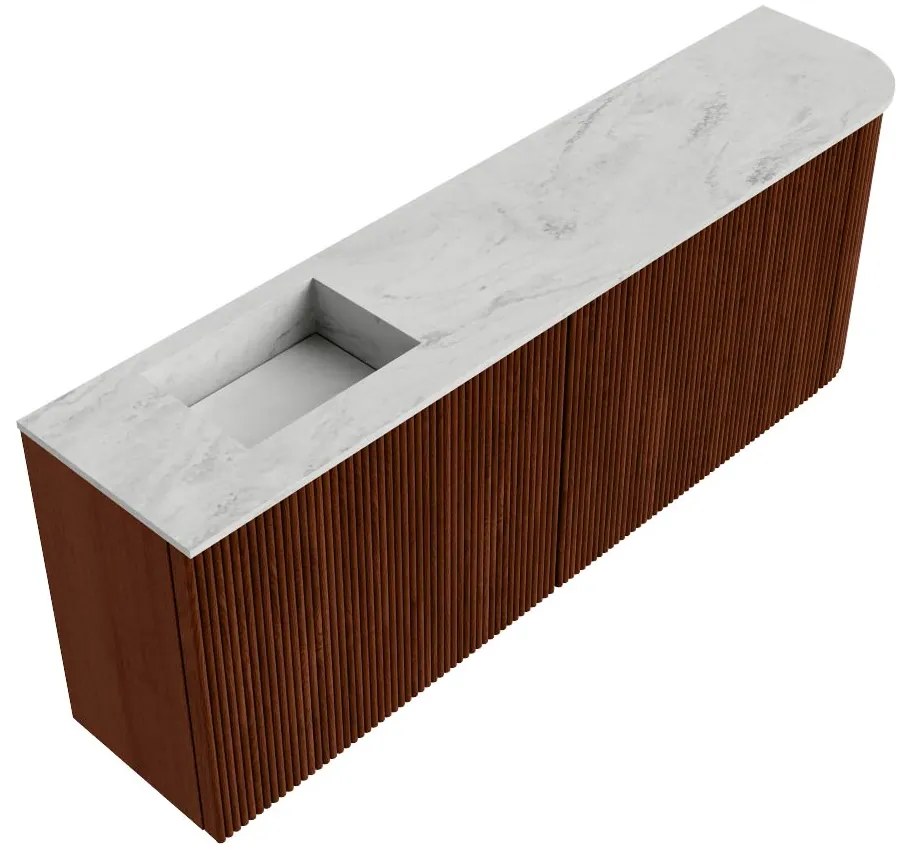 Mondiaz Joya DLux 110cm toiletmeubel ronding rechts ruby met wastafel faye links zonder kraangat opalo