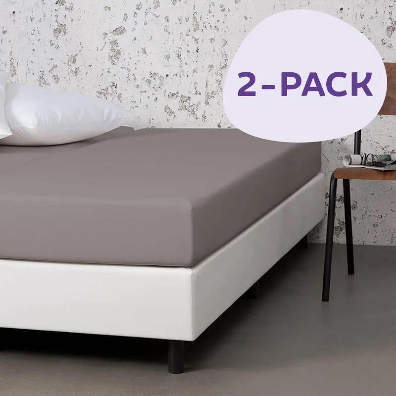 Dekbed-Discounter 2-PACK Jersey Stretch Hoeslakens Kleur: Taupe, 190/200 x 200