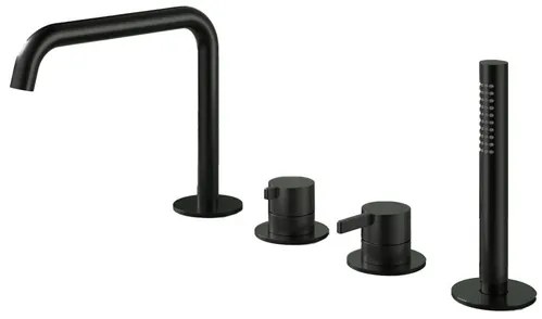 Hotbath Ace Badmengkraan - Badrandcombinatie - éénhendel - 2-weg omstel - handdouche - uitloop - zwart geborsteld PVD AC073MBP