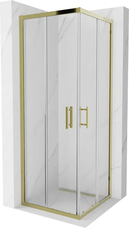 Mexen Rio vierkante douchecabine 70 x 70 cm, transparant, goud - 860-070-070-50-00