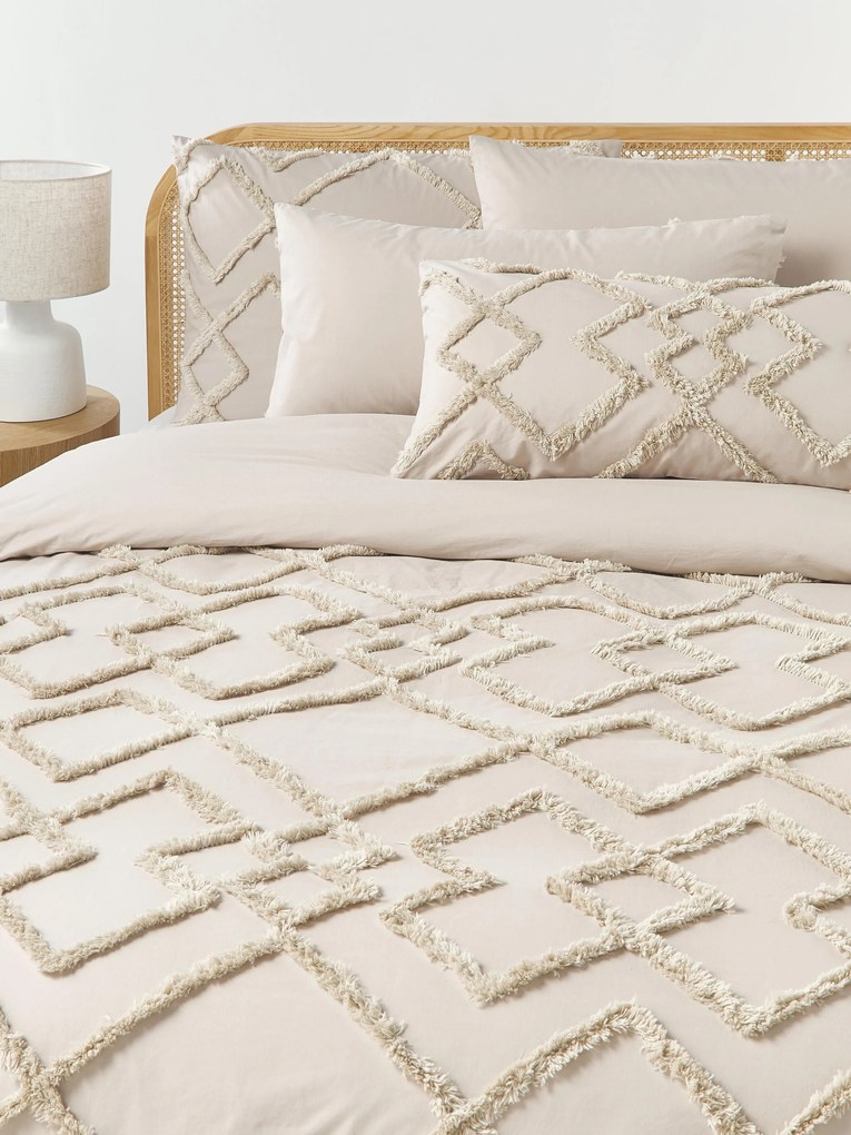 Perkal katoenen dekbedovertrek Faith met getufte design