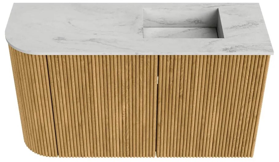 Mondiaz Joya DLux 70cm toiletmeubel ronding links oak met wastafel faye rechts 1 kraangat opalo