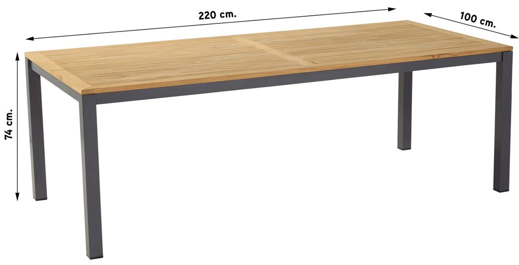 Hartman Sonata tuintafel 220x100 cm. – Teak/Antraciet (OP=OP)