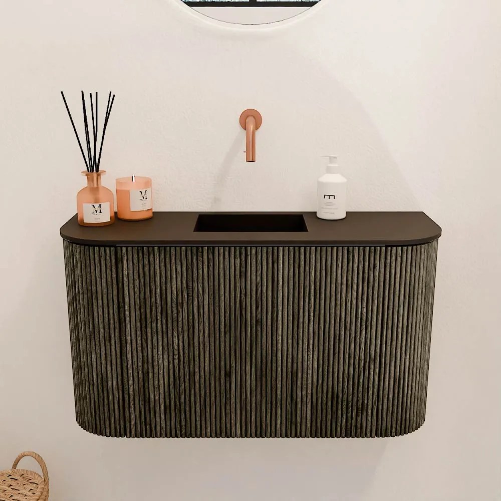 Mondiaz Joya 75cm toiletmeubel ronding links/rechts shadow met wastafel faye midden zonder kraangat urban