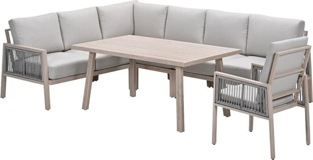 Garden Impressions San Capri lounge dining set 6-delig links incl stoel - light oak look