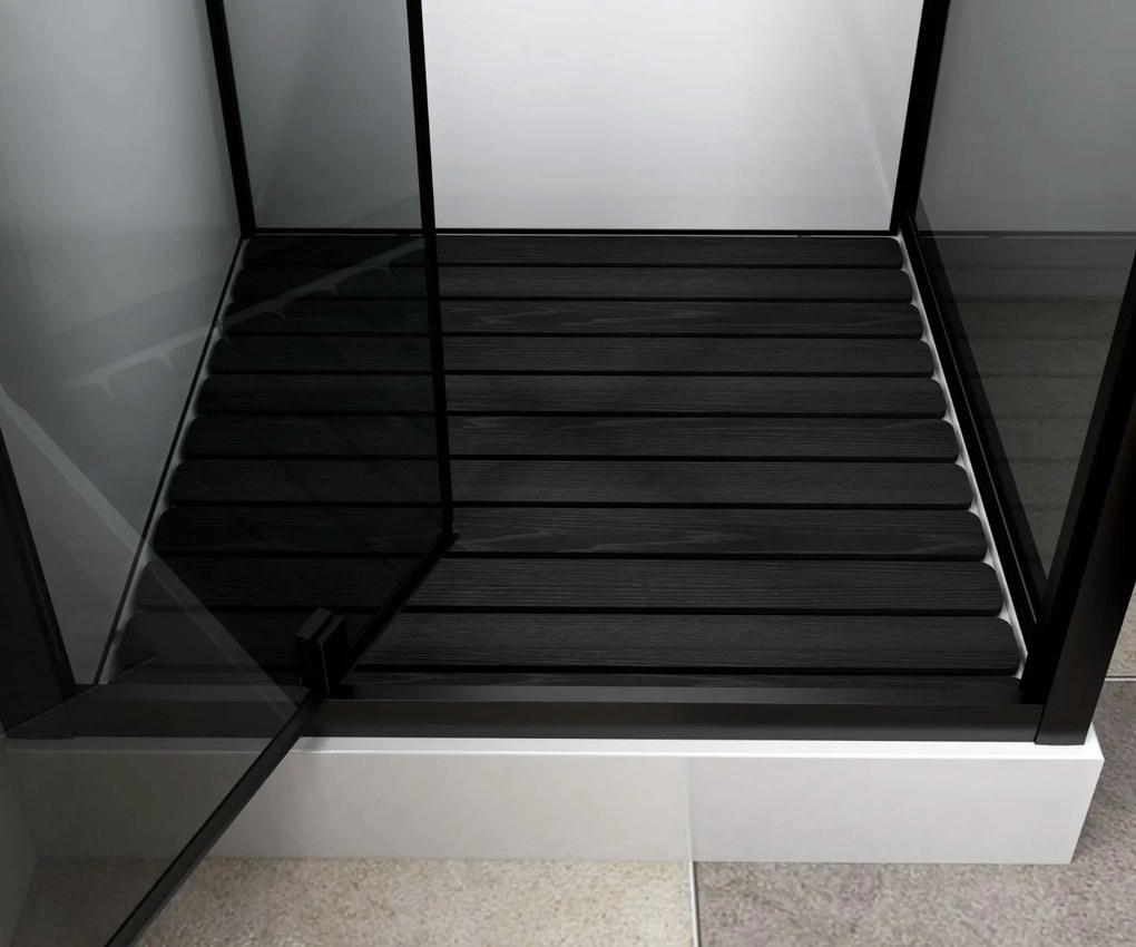 Sanigoods Bowie complete douchecabine rookglas met draaideur 90x90cm zwart mat