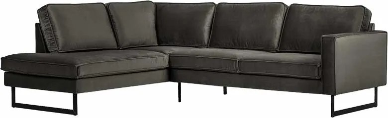 Hoekbank - Stuart - links - Velours Adore donkergrijs 68