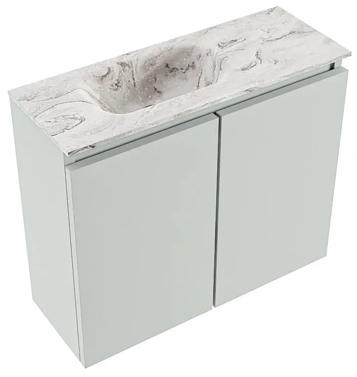 Mondiaz Ture DLux toiletmeubel 60cm greey met wastafel glace links met kraangat