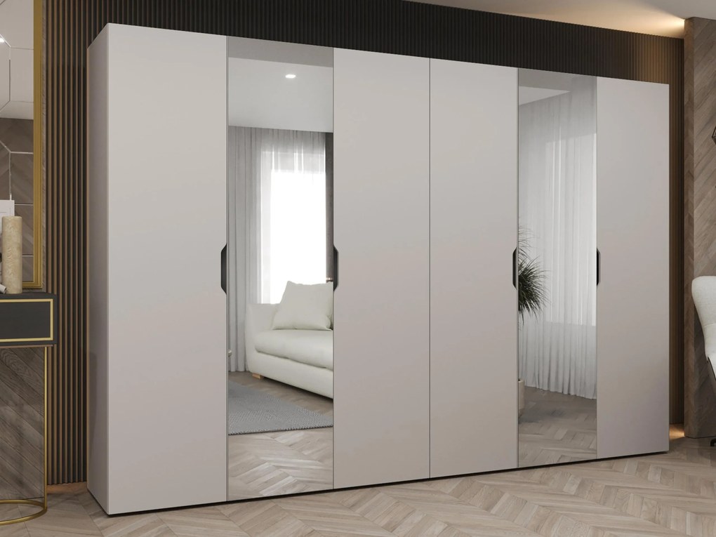 Kledingkast Hartford 518, Kasjmier, 202x300x50cm, 219 kg, Kledingkast deuren: Met scharnieren, Aantal planken: 4, Aantal planken: 4