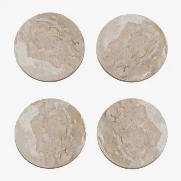 Pack Van 4 Ronde Onderzetters Ø10 Cm In Valtris Marmer Beige Marmer Panther - Sklum