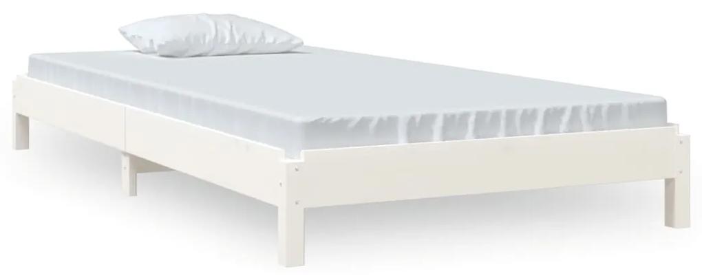 vidaXL Bed stapelbaar 75x190 cm massief grenenhout wit