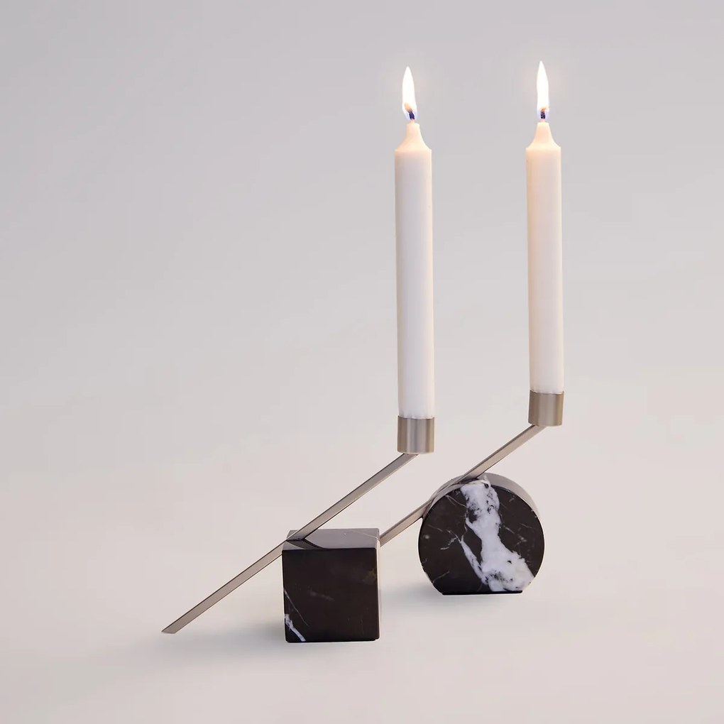 Set van 2 marmeren kandelaars, hoogte 12,6 cm, SEBASTIANO