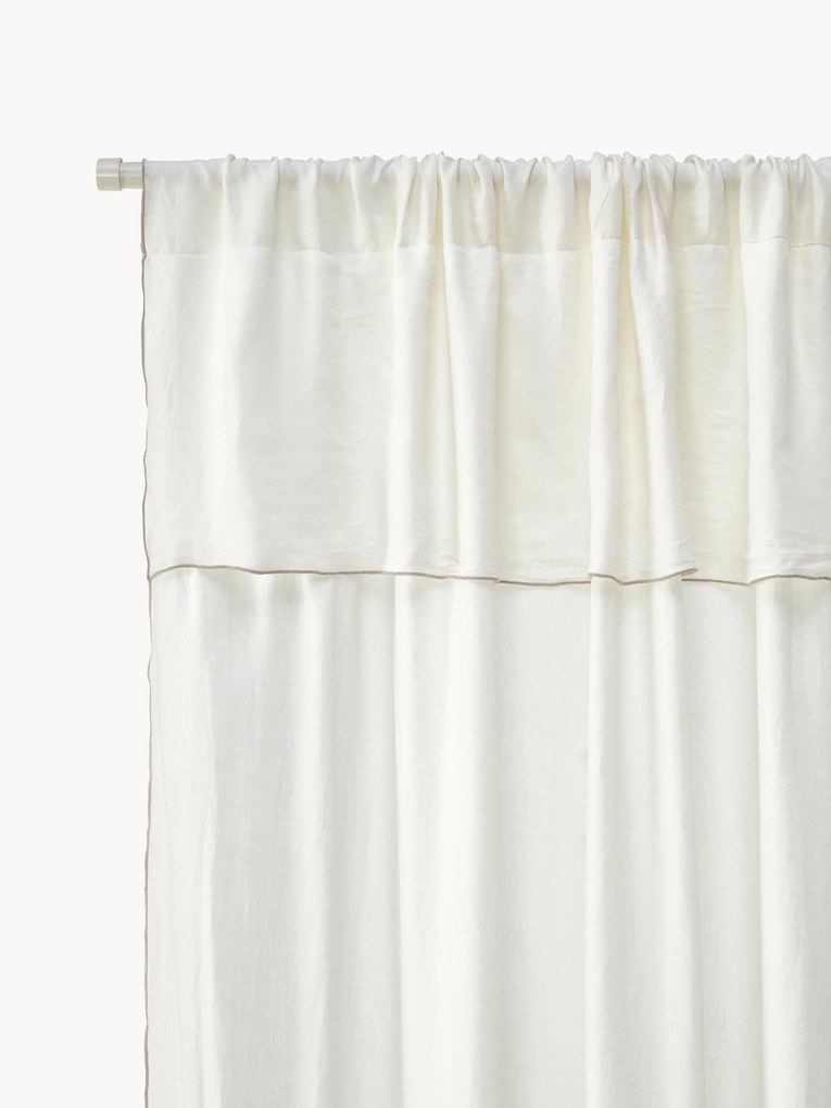 Semi-transparant linnen gordijnen Eleonara met tunnelzoom, 2-delig