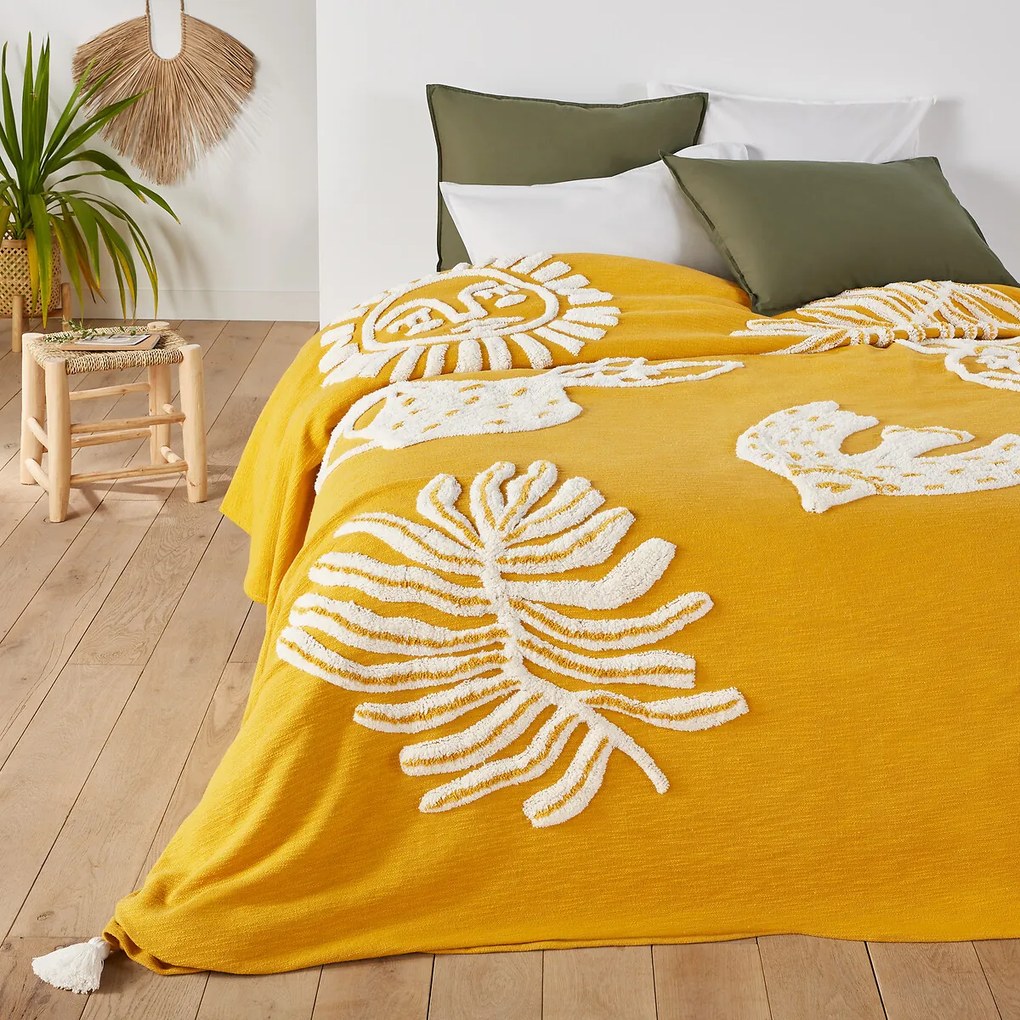 Beddensprei in katoen, getufte motieven, Hesperos