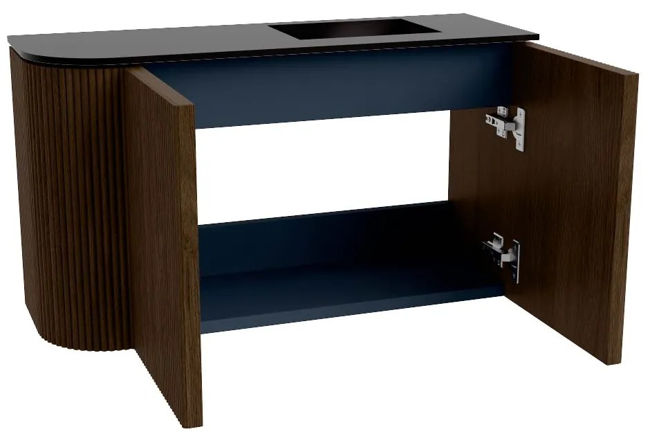 Mondiaz Joya 70cm toiletmeubel ronding links walnut met wastafel faye rechts 1 kraangat urban