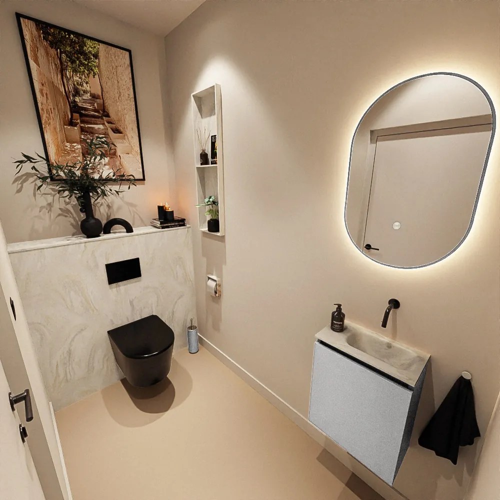 Mondiaz Ture DLux toiletmeubel 40cm plata met wastafel ostra rechts zonder kraangat