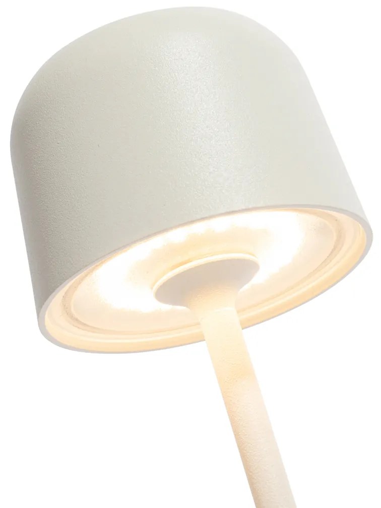 Buitenlamp met dimmer LED Set van 9 tafellamp met dimmeren mushroom off-white incl. laadstation - Raika Modern IP65 Buitenverlichting Lamp