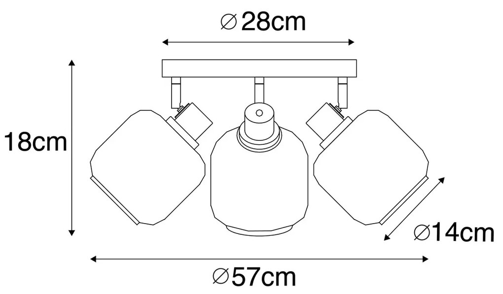 Smart plafondspot zwart met goud met smoke glas incl. 3 Wifi P45 - Zuzanna