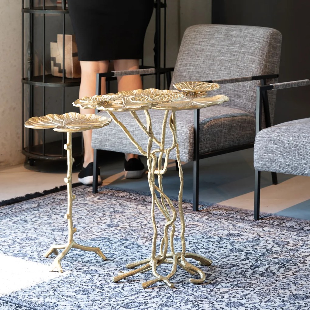 Ginkgo Blad Bijzettafel Goud - 60 X 57cm.