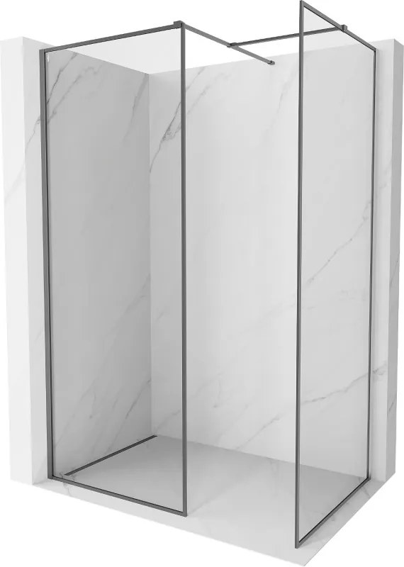 Mexen Kioto-F douchewand Walk-in met frame 125 x 100 cm, transparant 8 mm, gunmetal - 800-125-202-04-95-100