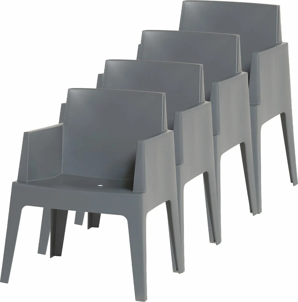 Garden Impressions Box tuinstoel antraciet the original - 4 stuks