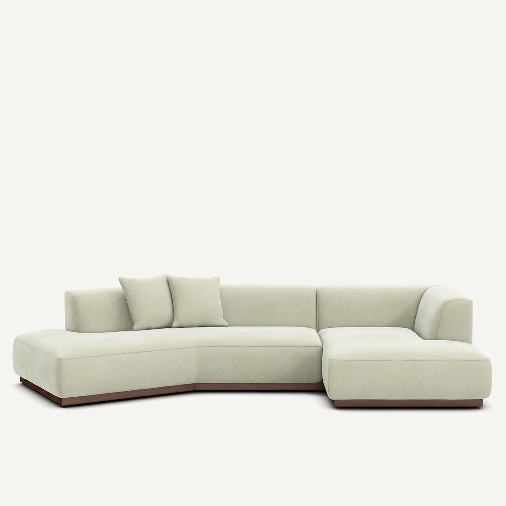 Rechte open hoekbank in stonewashed fluweel, JACOPO