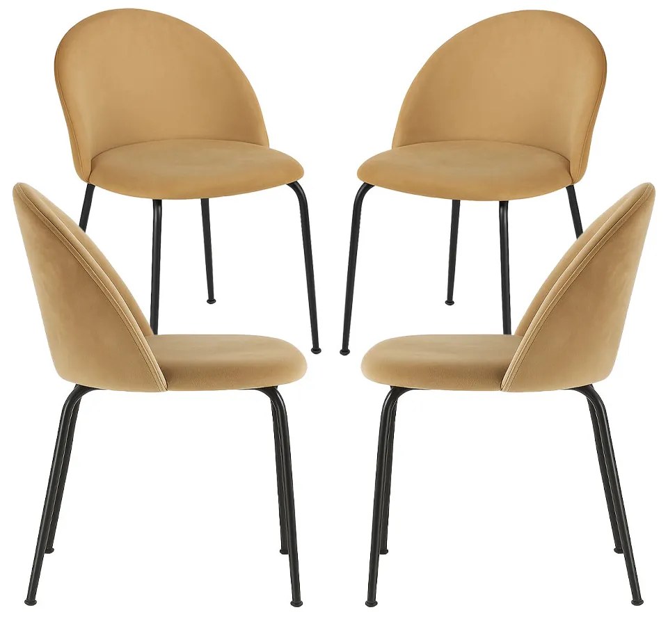 Set 4 Stoelen Zwart Dalnia Fluweel