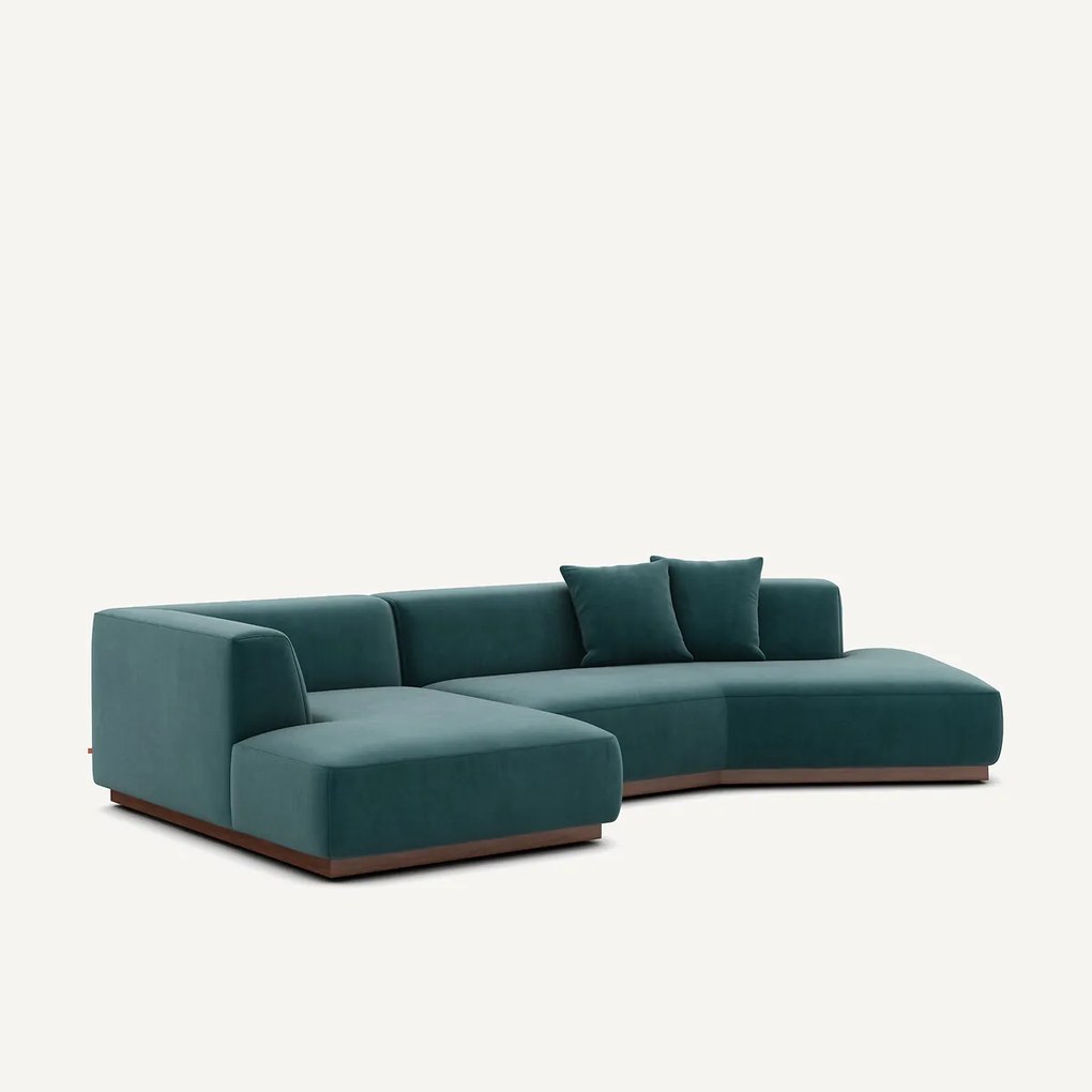 Linker open hoekbank fluweel, Jacopo